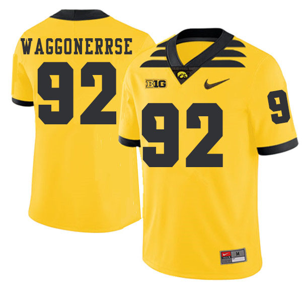 2019 Men #92 John Waggonerrse Iowa Hawkeyes College Football Alternate Jerseys Sale-Gold